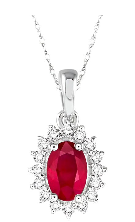 Parkplace Jewelers Oval Shape Gemstone & Halo Diamond Pendant 58568PPTXPDRBWG