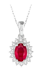 Parkplace Jewelers Oval Shape Gemstone & Halo Diamond Pendant 58568PPTXPDRBWG
