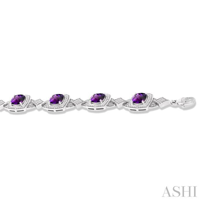 ASHI Silver Cushion Shape Gemstone & Diamond Bracelet 85588PPSSAMSLTB
