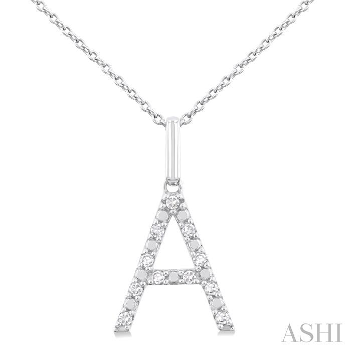 ASHI Silver Block 'A' Initial Diamond Pendant 85678PPSSSLPD-A