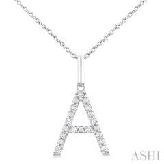 ASHI Silver Block 'A' Initial Diamond Pendant 85678PPSSSLPD-A