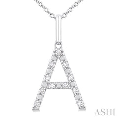 ASHI Silver Block 'A' Initial Diamond Pendant 85678PPSSSLPD-A