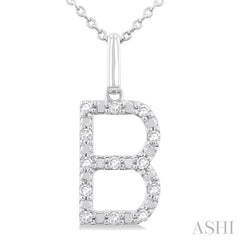 ASHI Silver Block 'B' Initial Diamond Pendant 85678PPSSSLPD-B