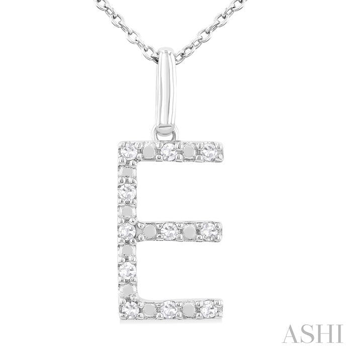 ASHI Silver Block 'E' Initial Diamond Pendant 85678PPSSSLPD-E