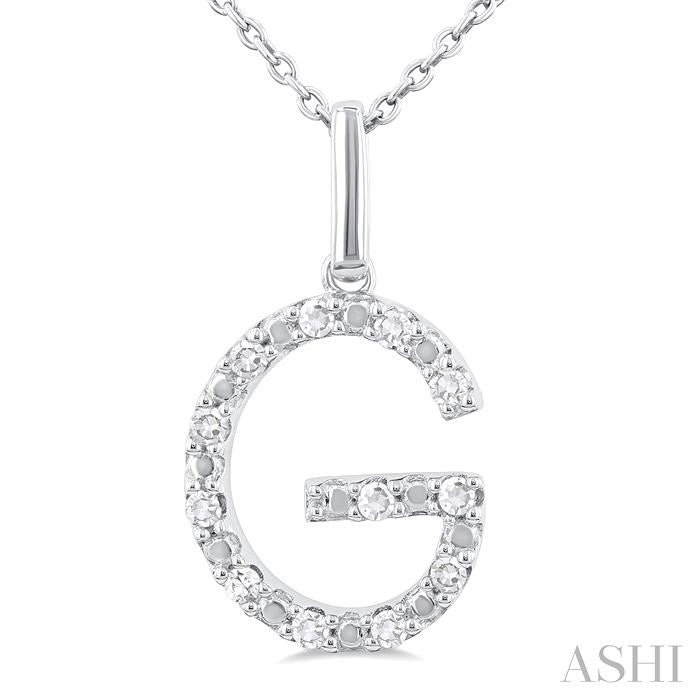 ASHI Silver Block 'G' Initial Diamond Pendant 85678PPSSSLPD-G