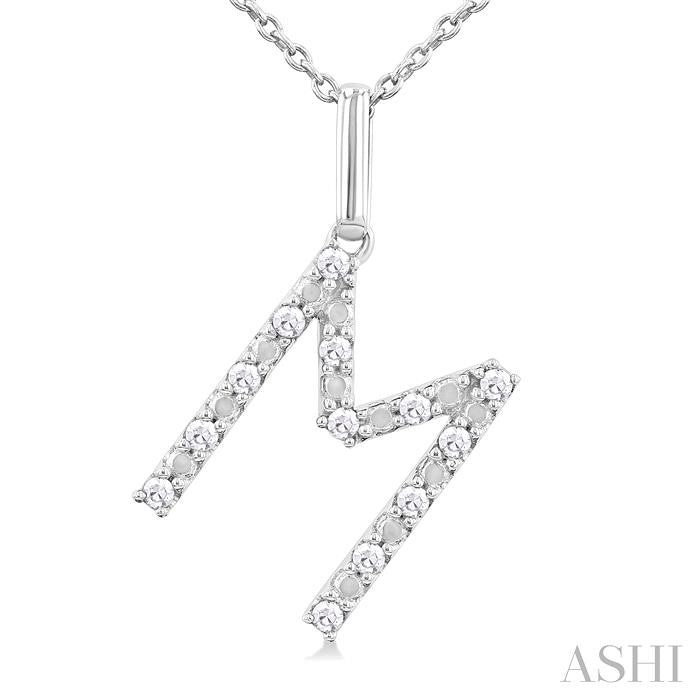 ASHI Silver Block 'M' Initial Diamond Pendant 85678PPSSSLPD-M