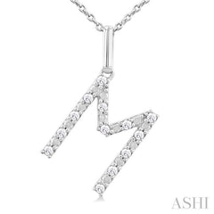 ASHI Silver Block 'M' Initial Diamond Pendant 85678PPSSSLPD-M