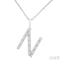 ASHI Silver Block 'N' Initial Diamond Pendant 85678PPSSSLPD-N