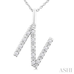 ASHI Silver Block 'N' Initial Diamond Pendant 85678PPSSSLPD-N
