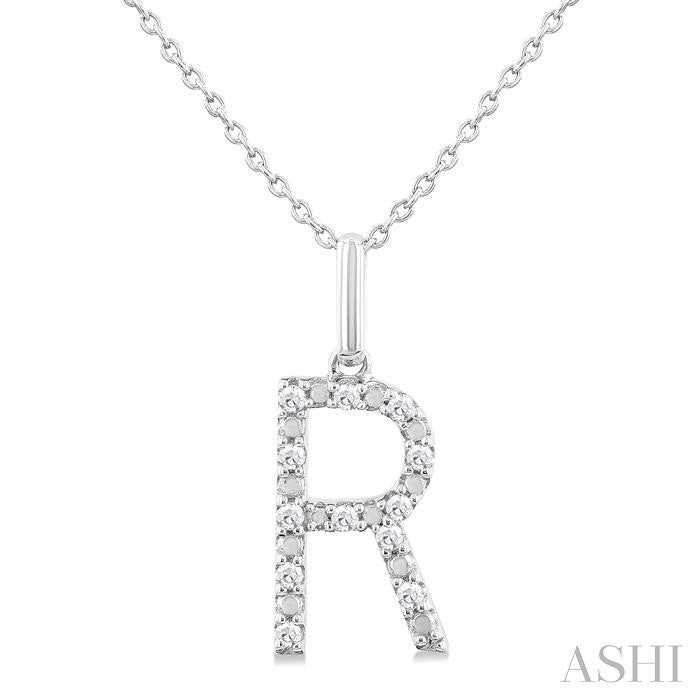 ASHI Silver Block 'R' Initial Diamond Pendant 85678PPSSSLPD-R