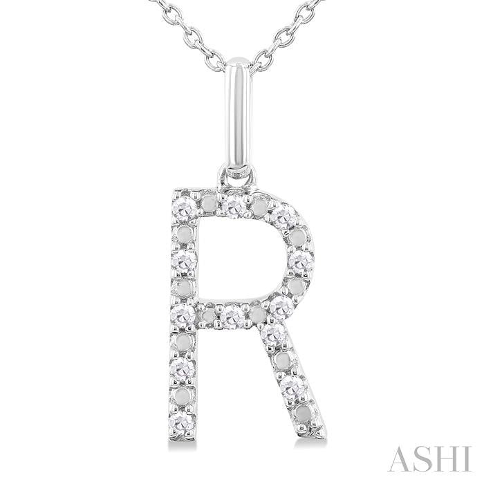 ASHI Silver Block 'R' Initial Diamond Pendant 85678PPSSSLPD-R