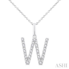 ASHI Silver Block 'W' Initial Diamond Pendant 85678PPSSSLPD-W