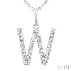 ASHI Silver Block 'W' Initial Diamond Pendant 85678PPSSSLPD-W