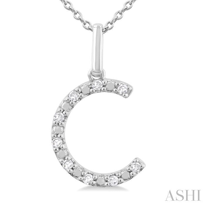 ASHI Silver Block 'C' Initial Diamond Pendant 85679PPSSSLPD-C