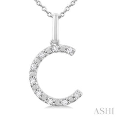 ASHI Silver Block 'C' Initial Diamond Pendant 85679PPSSSLPD-C