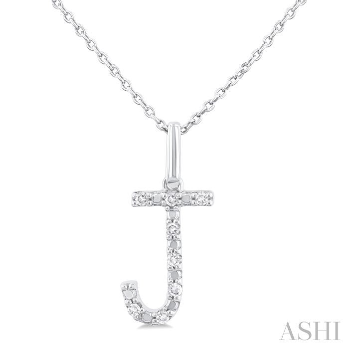 ASHI Silver Block 'J' Initial Diamond Pendant 85679PPSSSLPD-J