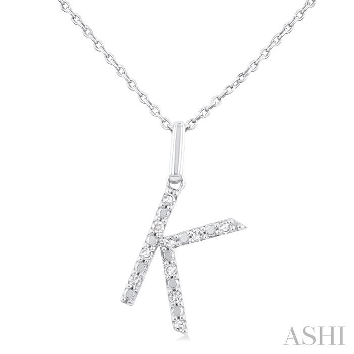 ASHI Silver Block 'K' Initial Diamond Pendant 85679PPSSSLPD-K
