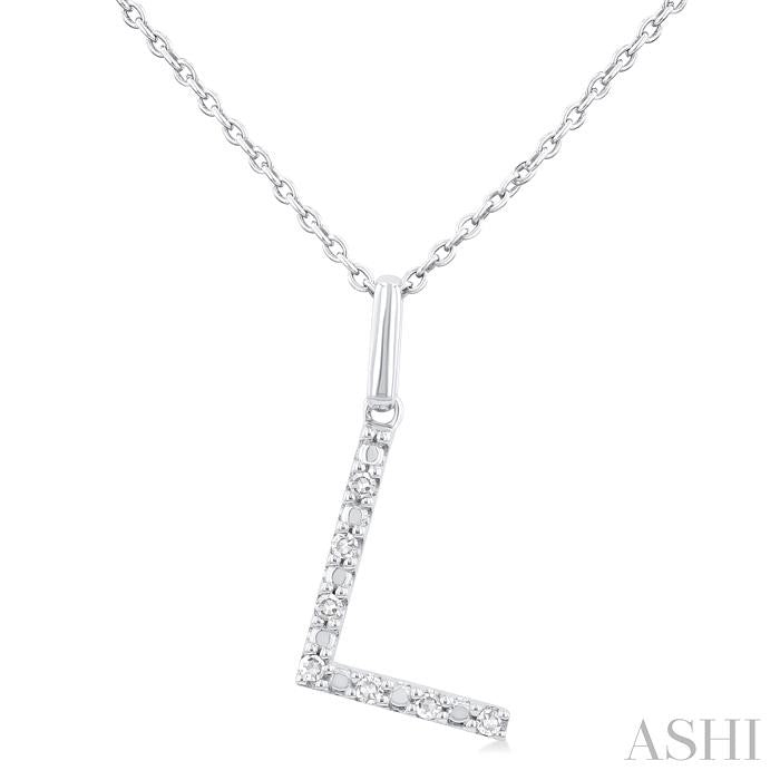ASHI Silver Block 'L' Initial Diamond Pendant 85679PPSSSLPD-L
