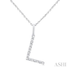 ASHI Silver Block 'L' Initial Diamond Pendant 85679PPSSSLPD-L