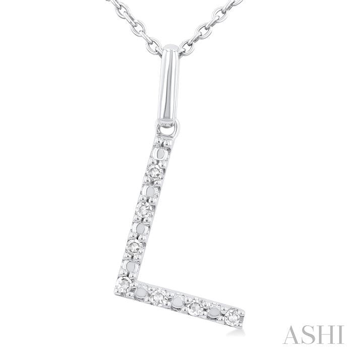 ASHI Silver Block 'L' Initial Diamond Pendant 85679PPSSSLPD-L
