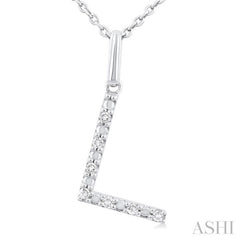 ASHI Silver Block 'L' Initial Diamond Pendant 85679PPSSSLPD-L