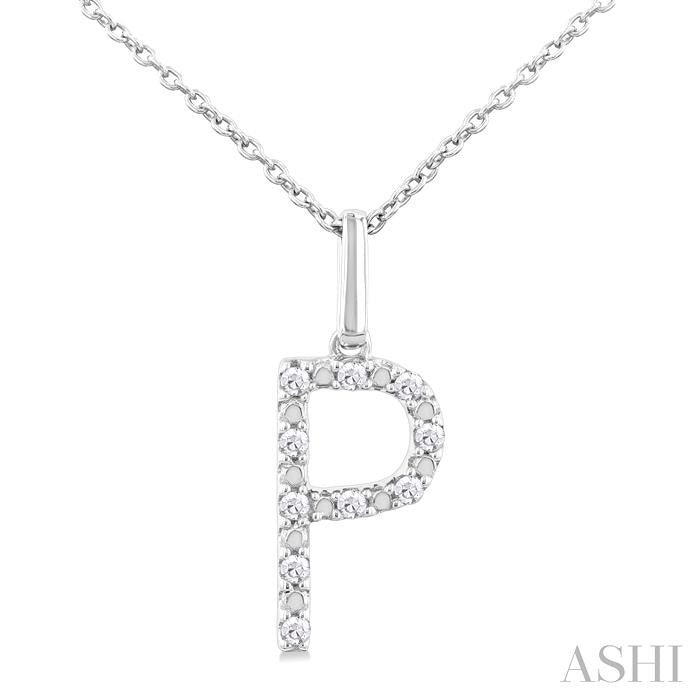 ASHI Silver Block 'P' Initial Diamond Pendant 85679PPSSSLPD-P