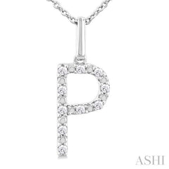 ASHI Silver Block 'P' Initial Diamond Pendant 85679PPSSSLPD-P