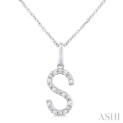 ASHI Silver Block 'S' Initial Diamond Pendant 85679PPSSSLPD-S