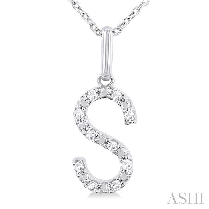 ASHI Silver Block 'S' Initial Diamond Pendant 85679PPSSSLPD-S