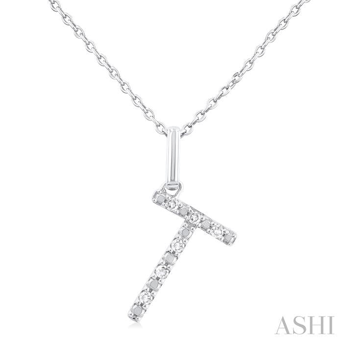 ASHI Silver Block 'T' Initial Diamond Pendant 85679PPSSSLPD-T