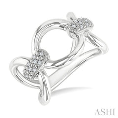 ASHI Silver Bold Oval Shape Link Diamond Ring 85718PPSSSLRG