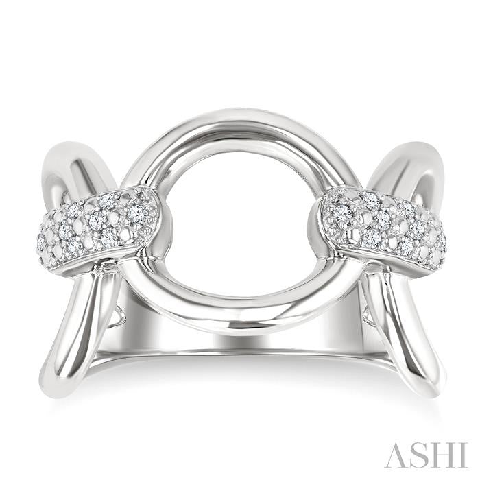 ASHI Silver Bold Oval Shape Link Diamond Ring 85718PPSSSLRG