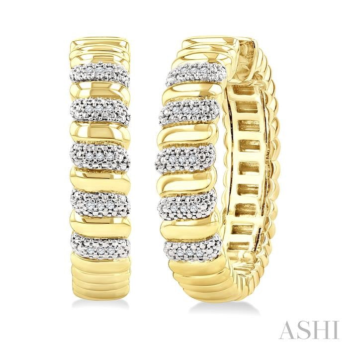 ASHI Gold Vermeil Bold Ribbed Diamond Fashion Hoop Earrings 85738PPSSSLER-GV