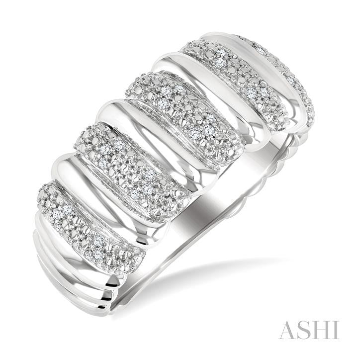 ASHI Silver Bold Ribbed Diamond Wide Band 85738PPSSSLRG