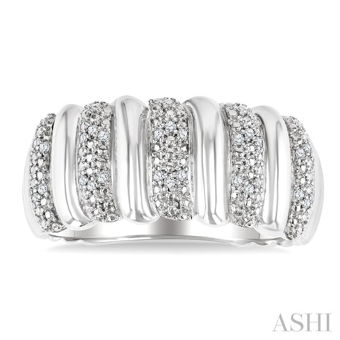 ASHI Silver Bold Ribbed Diamond Wide Band 85738PPSSSLRG