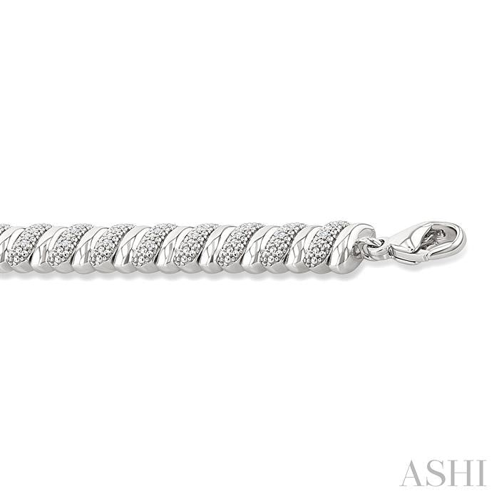 ASHI Silver Bold Ribbed Diamond Fashion Bracelet 85738PPSSSLTB