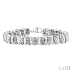 ASHI Silver Bold Ribbed Diamond Fashion Bracelet 85738PPSSSLTB