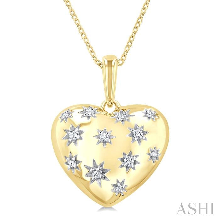 ASHI Gold Vermeil Bold Puffed Heart Shape Diamond Pendant 85758PPSSSLPD-GV