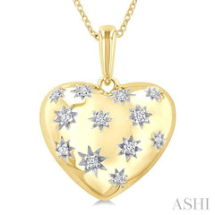 ASHI Gold Vermeil Bold Puffed Heart Shape Diamond Pendant 85758PPSSSLPD-GV