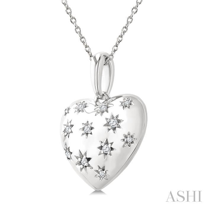 ASHI Silver Bold Puffed Heart Shape Diamond Pendant 85758PPSSSLPD