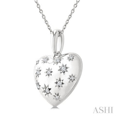 ASHI Silver Bold Puffed Heart Shape Diamond Pendant 85758PPSSSLPD