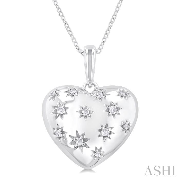ASHI Silver Bold Puffed Heart Shape Diamond Pendant 85758PPSSSLPD