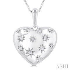 ASHI Silver Bold Puffed Heart Shape Diamond Pendant 85758PPSSSLPD