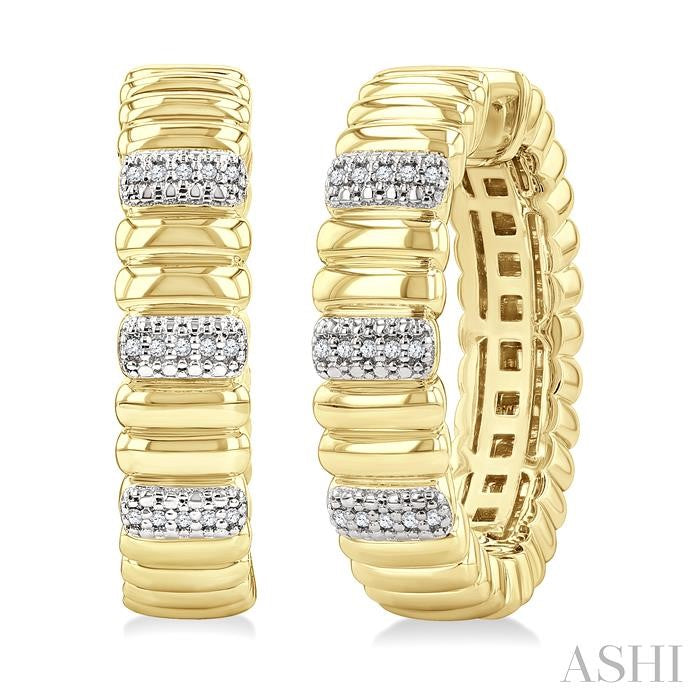 ASHI Gold Vermeil Bold Ribbed Diamond Fashion Hoop Earrings 85768PPSSSLER-GV