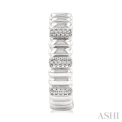ASHI Silver Bold Ribbed Diamond Hoop Earrings 85768PPSSSLER