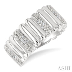 ASHI Silver Bold Ribbed Diamond Wide Band 85768PPSSSLRG