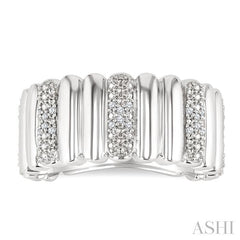 ASHI Silver Bold Ribbed Diamond Wide Band 85768PPSSSLRG
