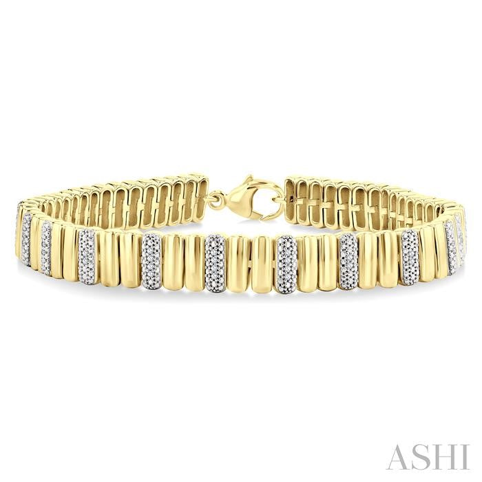 ASHI Gold Vermeil Bold Ribbed Diamond Fashion Bracelet 85768PPSSSLTB-GV