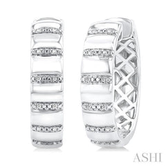 ASHI Silver Bold Ribbed Diamond Fashion Hoop Earrings 85778PPSSSLER