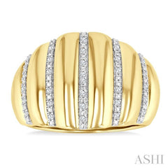 ASHI Gold Vermeil Bold Ribbed Diamond Fashion Wide Band 85798PPSSSLRG-GV